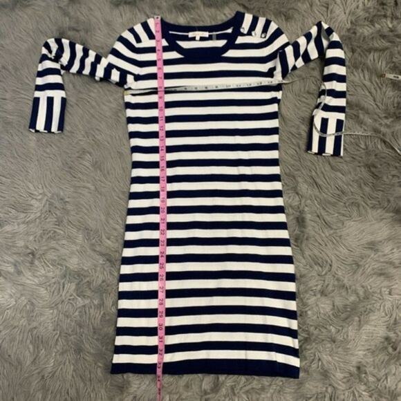 Minnie Rose White & Blue Striped Sweater Dress - Size Small - Picture 12 of 13